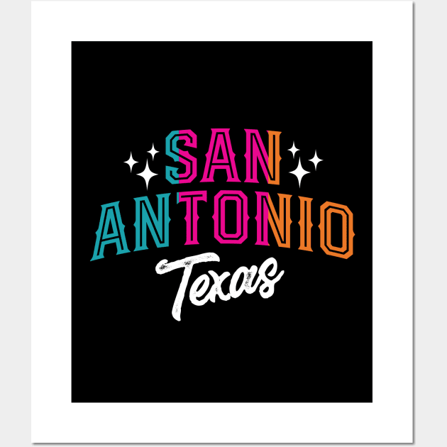 San Antonio Texas Retro Colors Wall Art by TheCraftyDrunkCo